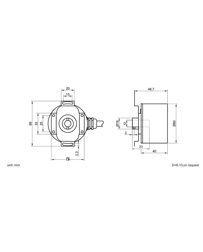 Analogowy Enkoder Absolutny z Otworem EAXB58-Modbus
