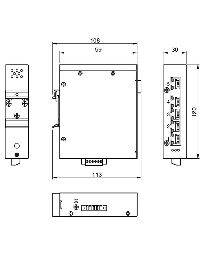 Switch ICRL-U-5RJ45-G-DIN