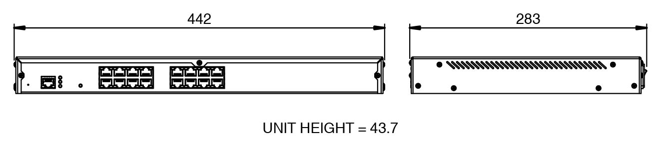 ICDM-RX/TCP-16RJ45/RJ45-RM wymiary urządzenia