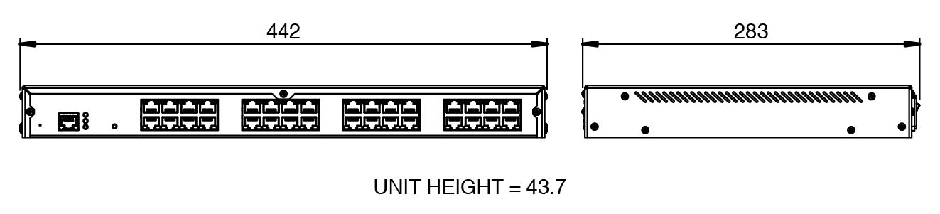 ICDM-RX/TCP-32RJ45/RJ45-RM wymiary urządzenia